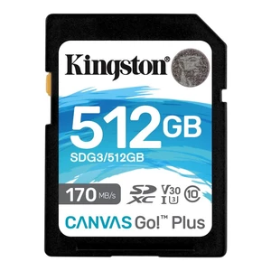 Kingston Canvas Go Plus Secure Digital SDXC UHS-I U3 512GB | Class 10, rýchlosť 170/90MB/s (SDG3/512GB)