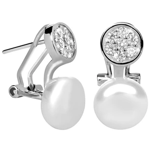 JwL Luxury Pearls Stříbrné náušnice s pravou perlou a zirkony JL0393