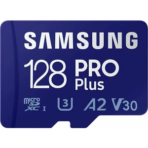 Pamäťová karta Samsung Micro SDHC PRO+ 128GB UHS-I U3 (160R/120W) + SD adaptér (MB-MD128KA/EU) pamäťová karta • kapacita 128 GB • UHS-I U3 • trieda 10