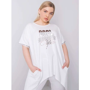 Plus size white blouse with appliques