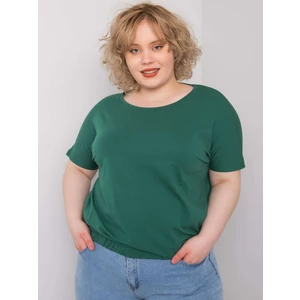 Dark green plus size cotton blouse