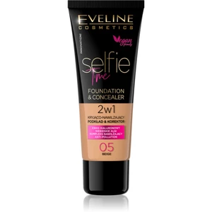 Eveline Cosmetics Selfie Time make-up a korektor 2 v 1 odstín 05 Beige 30 ml