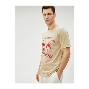 Koton Slogan Printed T-Shirt, Crew Neck, Slim Fit Cotton.
