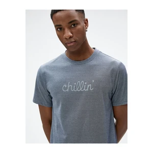 Koton Slogan Printed T-Shirt Crew Neck Slim Fit Short Sleeve