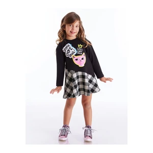 Mushi Cool Cat Black Plaid Girl Dress