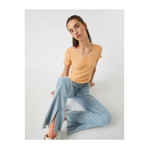 Koton Basic Short Sleeve Frilled Basic T-Shirt