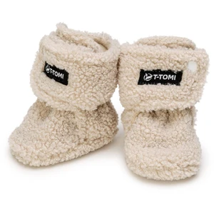 T-TOMI TEDDY Booties Cream dětské capáčky 6-9 months 1 ks