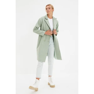 Trendyol Mint Wide Cut Oversize Button Detailed Long Cachet Coat