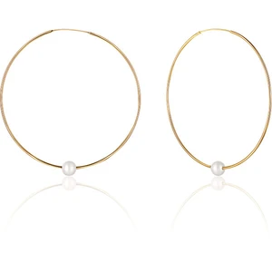 JwL Luxury Pearls Pozlacené náušnice kruhy s pravými bílými perlami JL0639