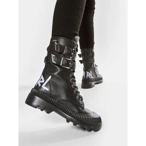 Kotníková Obuv Karl Lagerfeld Trekka Ii Hi Cuff Buckle Boot - Černá - 35