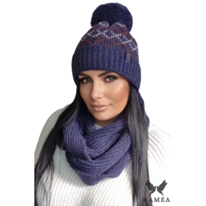 Komplet damski Kamea Kamea_Set_Hat&Chimney_K.21.263.12_Navy_Blue