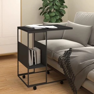 Příruční stolek s kolečky Dekorhome Černá,Příruční stolek s kolečky Dekorhome Černá