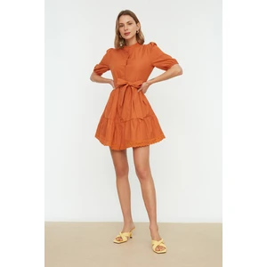 Trendyol Cinnamon Belted Flounce Dress