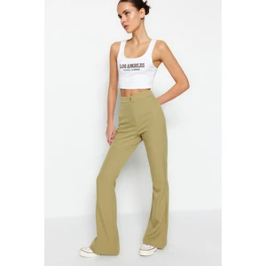 Trendyol Khaki Flare Spanish Leg High Waist Weave Trousers