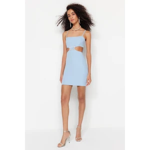 Trendyol Light Blue Shiny Stone Window/Cut Out Detailed Evening Dress