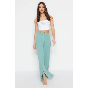 Trendyol Mint Wide-Cut Trousers with Buttons