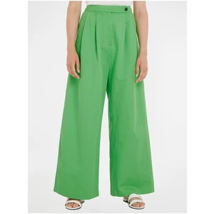 Light green women's wide trousers with linen Tommy Hilfiger - Ladies