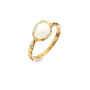 Hot Diamonds Pozlátený prsteň s diamantom a perleťou Jac Jossa Soul DR231 52 mm