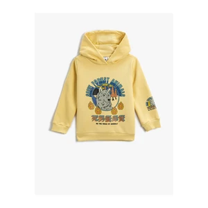 Koton Wolf Print Hooded Sweatshirt Long Sleeve