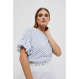 Women's blouse Moodo - white with blue polka dots