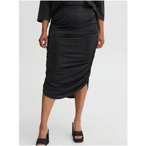 Black Women's Pencil Skirt with Metallic Fibers Fransa - Ladies