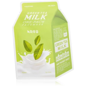 A´pieu One-Pack Milk Mask Green Tea upokojujúca plátienková maska pre mastnú a zmiešanú pleť 21 g