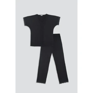 Dagi Pajama Set - Black - Plain