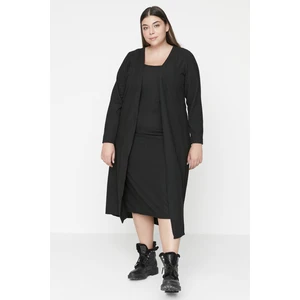 Trendyol Curve Black Soft Knitted Cardigan-Dress 2-Pair Set