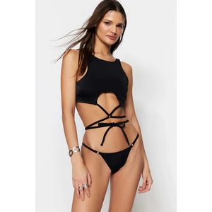 Trendyol Black Accessorized Regular Leg Bikini Bottoms