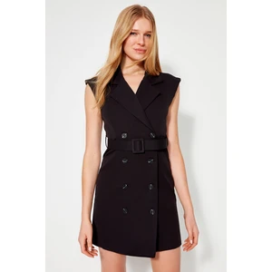 Trendyol Black Mini Woven Jacket Dress With Belt