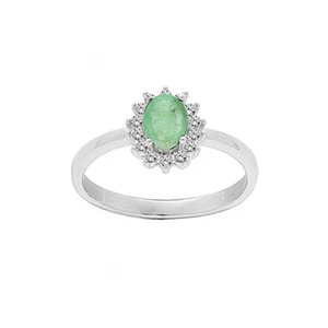 Brilio Silver Nádherný strieborný prsteň s emeraldom R-FS-5626E 58 mm