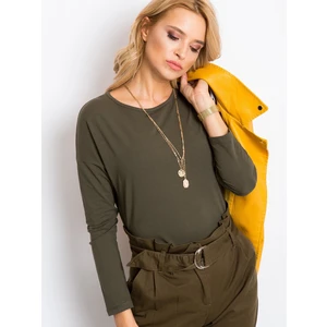 Khaki blouse with long sleeves