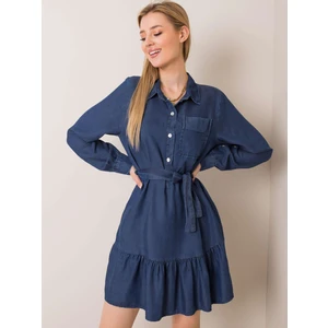 Dark blue dress with a frill