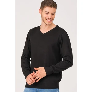 V0002 DEWBERRY MEN'S V-NECK SWEATER-BLACK