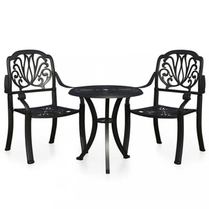 Záhradný bistro set 3 ks liaty hliník Dekorhome Čierna,Záhradný bistro set 3 ks liaty hliník Dekorhome Čierna