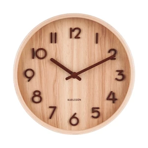 Jasnobrązowy zegar ścienny z drewna lipy Karlsson Pure Small, ø 22 cm