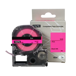 Epson HTC6PW, 6mm x 8m, černý tisk / ružový podklad, kompatibilní páska