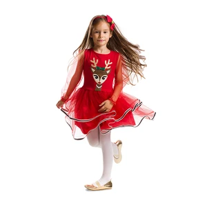Denokids Tulle Deer Girl Red Christmas Tutu Dress