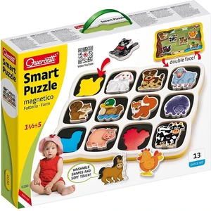 QUERCETTI Baby Smart Puzzle magnetické vkládací Farma 12 dílků oboustranné 2v1