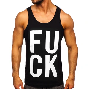 Černé pánské tílko s potiskem tank top Bolf 14830