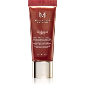 Missha M Perfect Cover BB krém s veľmi vysokou UV ochranou malé balenie odtieň No. 21 Light Beige SPF 42/PA+++ 20 ml