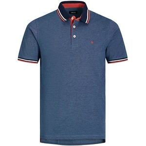 Jack&Jones PLUS Pánské polo triko Slim Fit JJEPAULOS 12143859 Denim Blue 5XL