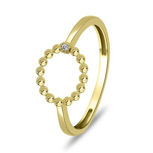 Brilio Silver Moderné pozlátený prsteň s čírym zirkónom RI009Y 52 mm