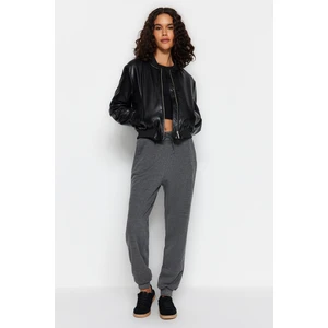 Trendyol Anthracite Loose Jogger Normalne Talia Grube Dzianinowe Spodnie Dresowe