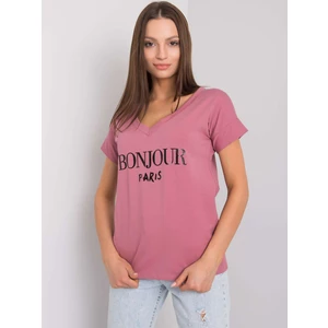 Dusty pink women's t-shirt with print