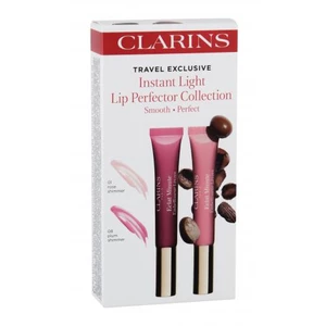 Clarins Instant Light Natural Lip Perfector dárková kazeta lesk na rty 12 ml + lesk na rty 12 ml 08 Plum Shimmer pro ženy 01 Rose Shimmer