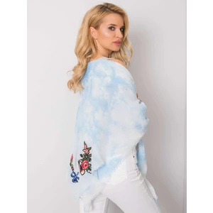 Women's blue scarf with colorful patches