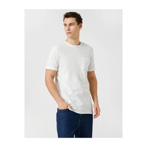 Koton Basic T-Shirt with Pocket Details, Crew Neck, Short Sleeves.