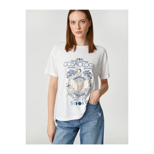 Koton Horoscope Printed T-Shirt Crew Neck