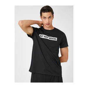 Koton Sports T-Shirt with a slogan printed, Short Sleeves, Crew Neck Breathable Fabric.